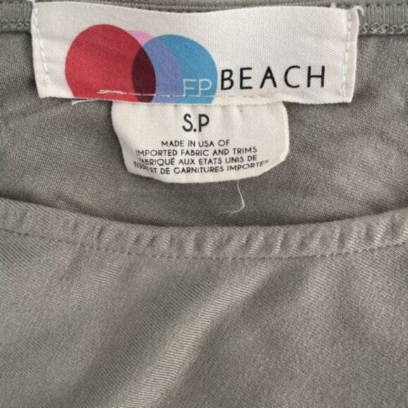 Free People Beach Long Sleeve Draped Side Open Leg Olive Green MIDI Dress Small  - Picture 8 of 9